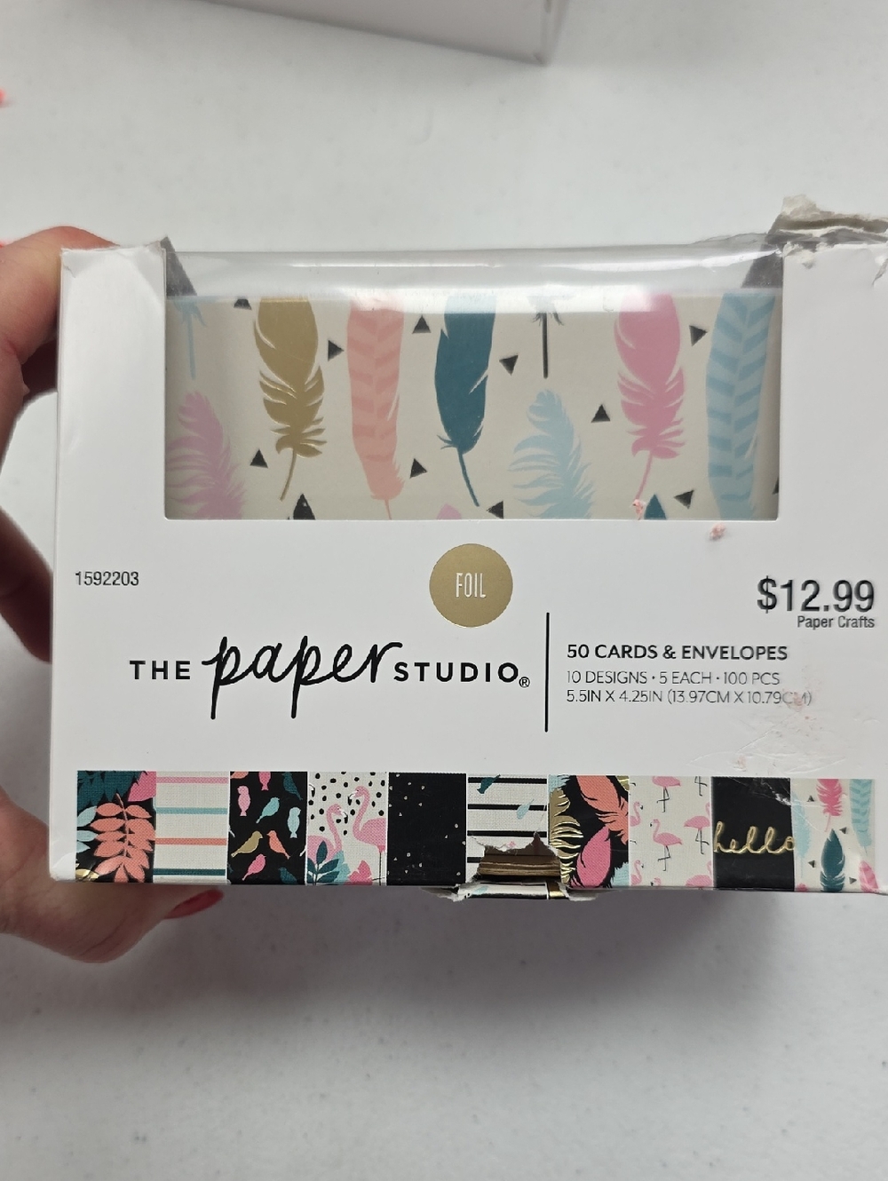 The Paper Studio Foil Feather Note Cards - Multi-Color 2 Boxes